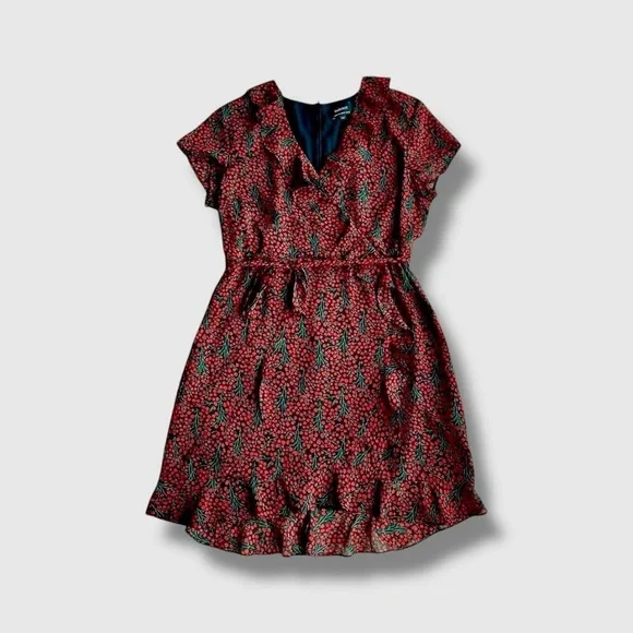 Bardot goth coquette cherry fruit print mini red & black ruffle party dress 12 - Picture 8 of 8